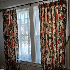 CALICO HIGH QUALITY 28W x 84L LINED Triple Pinch Pleated Drapes